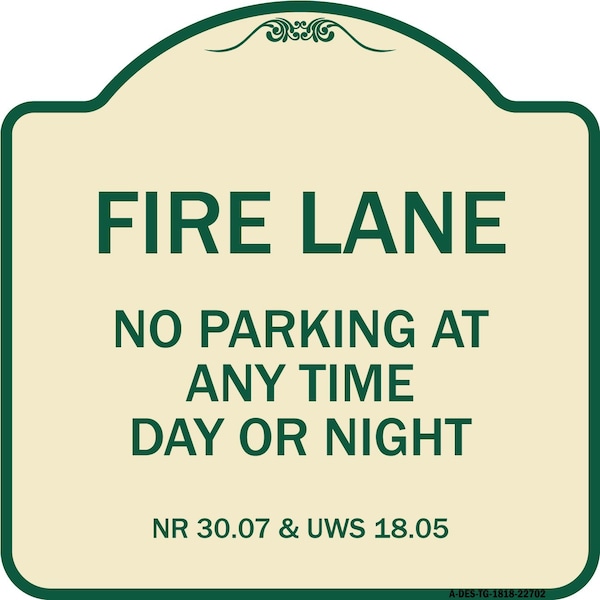 Wisconsin Fire Lane No Parking Anytime Day or Night Heavy-Gauge Alum Sign, 18" x 18", TG-1818-22702